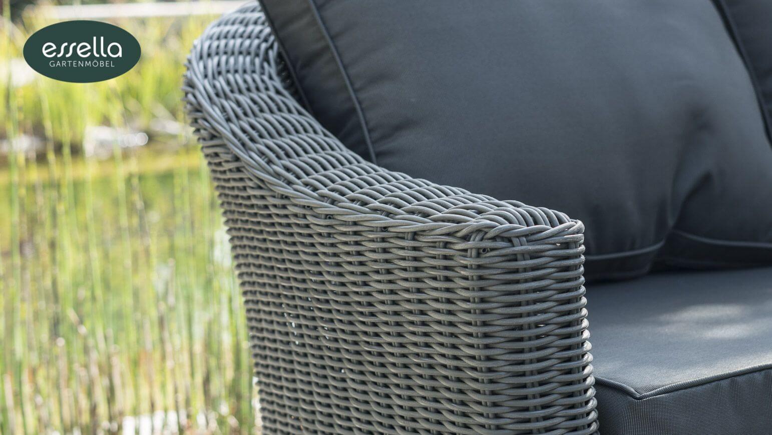 Essella Polyrattan Lounge "Porto" : grau : rundgeflecht : gartenmode.de