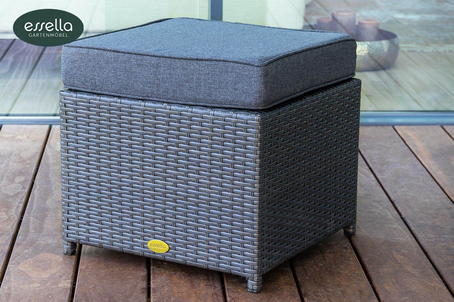 Essella Polyrattan Sitzgruppe "Vienna" : grau : flachgeflecht : gartenmode.de