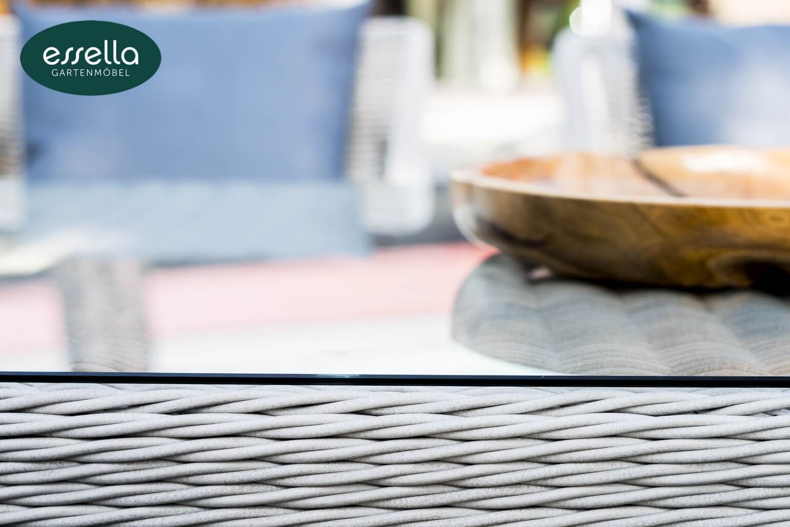 Essella Polyrattan Sitzgruppe „Dubai“ 6-Personen : vintage weiss : rundgeflecht - gartenmode.de