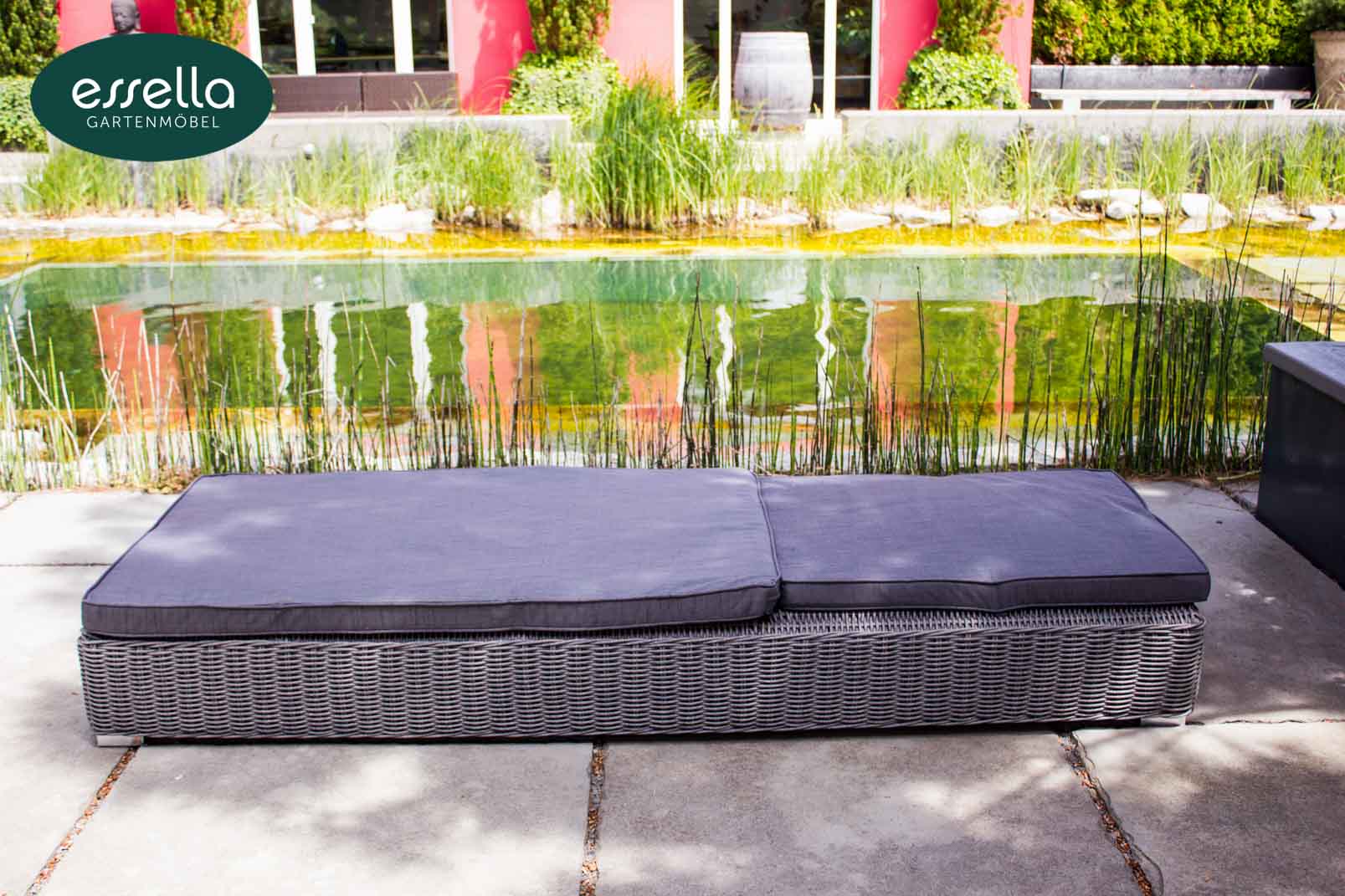 Essella Polyrattan Sonnenliege "Jamaica" : grau-meliert : rundgeflecht : gartenmode.de