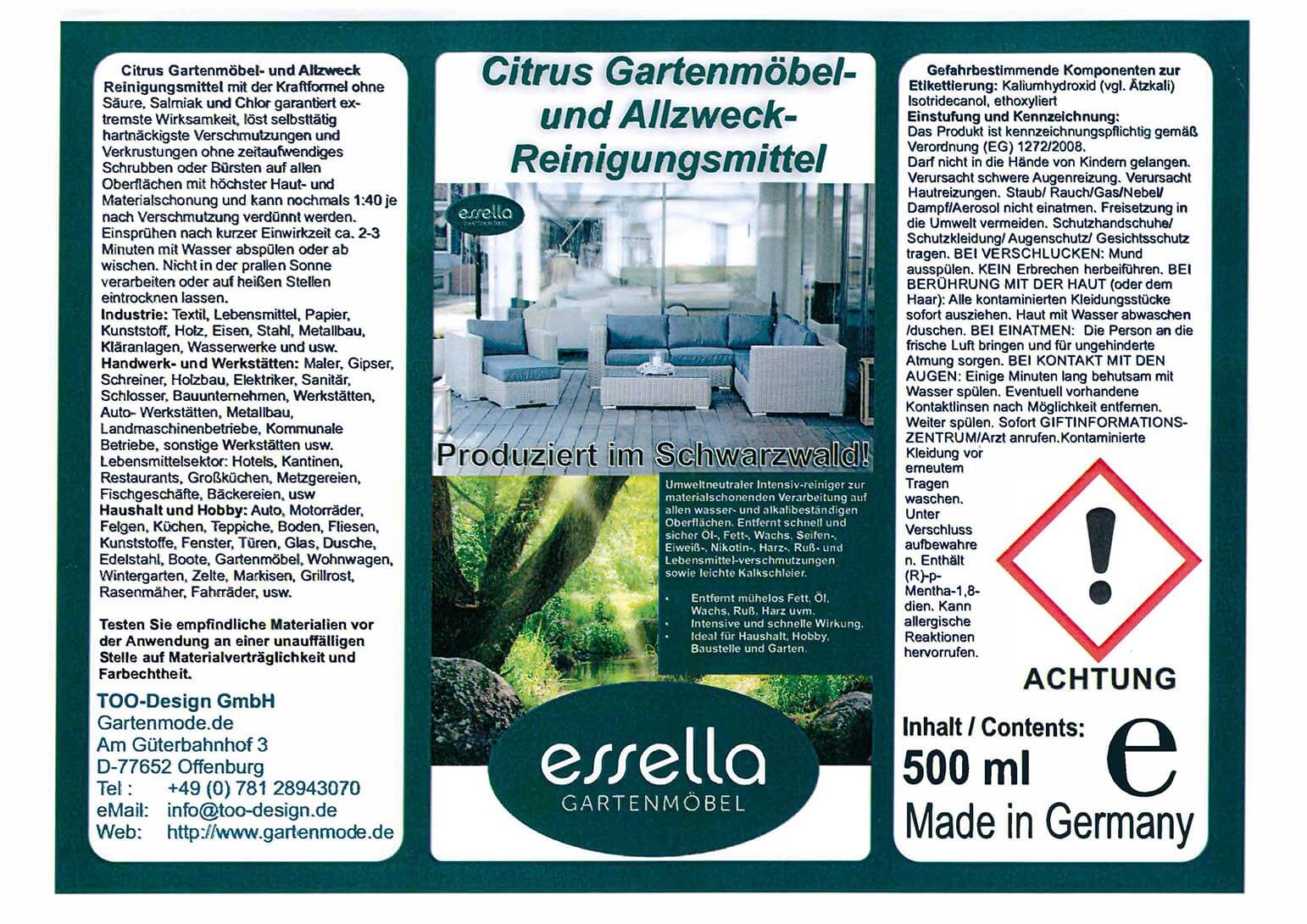 Reinigungsmittel für Gartenmöbel 500ml