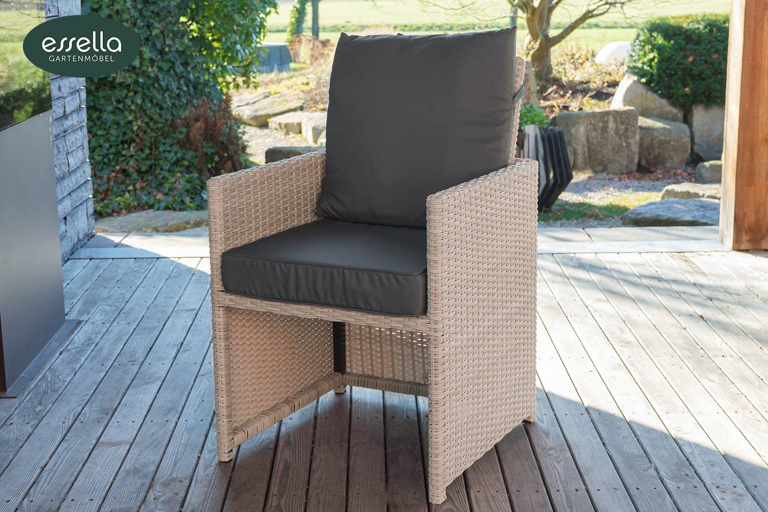 Polyrattan Sitzgruppe Vienna 6-Personen Polywood Halbrundgeflecht