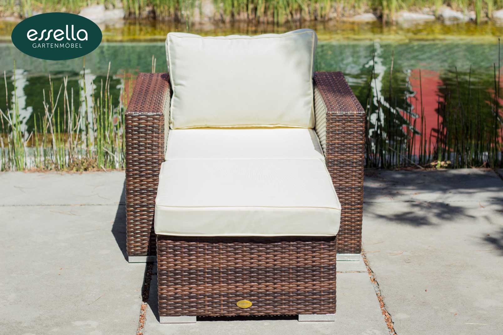 Essella Polyrattan Sessel "Bahamas" : bicolor-braun : flachgeflecht : gartenmode.de