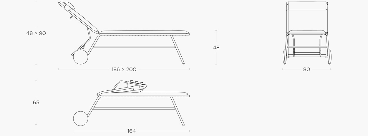 Hohe gepolsterte Sonnenliege Miami II-BeComfort®