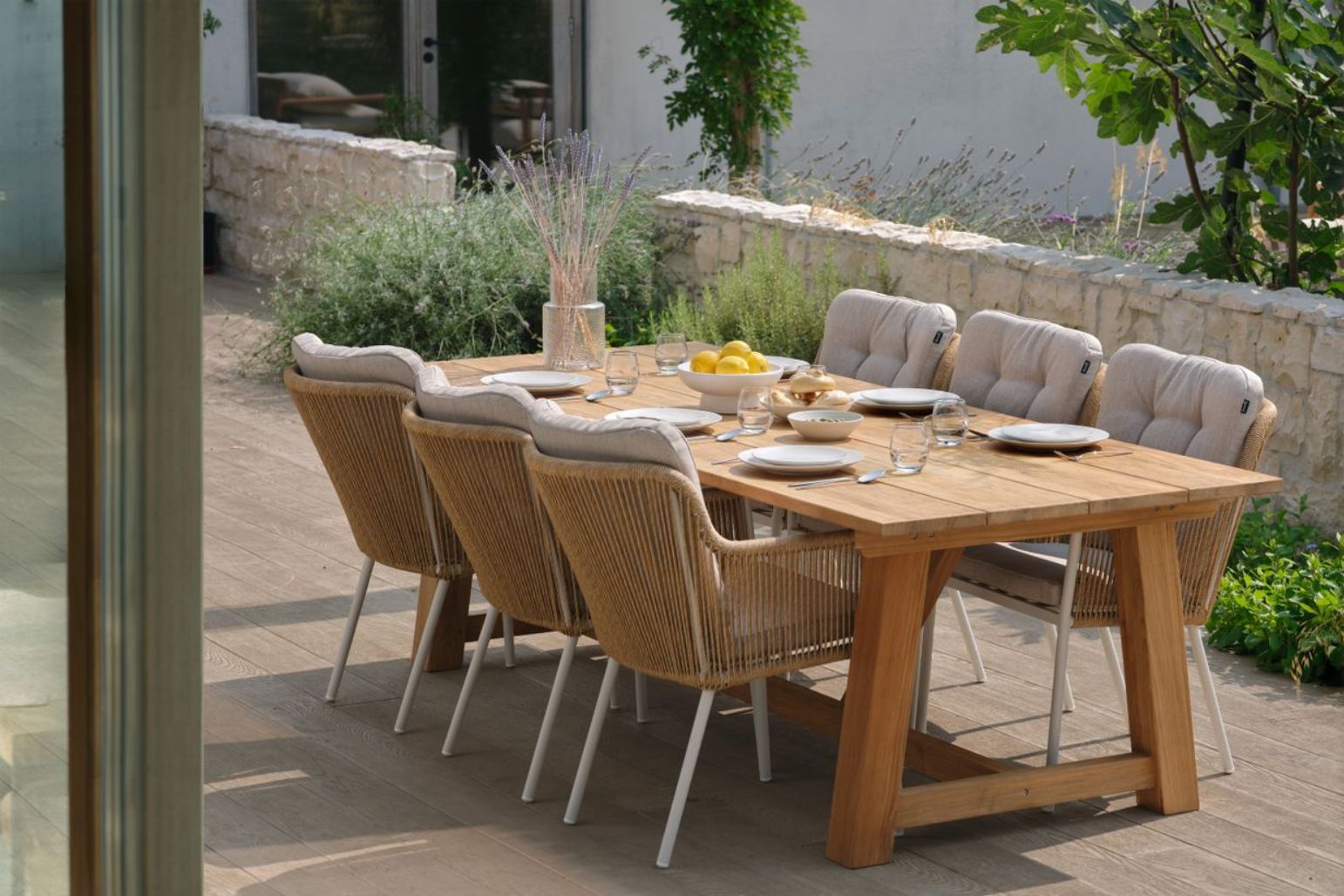 Essgruppe Cairo Rope Fremont Teak 6-Personen
