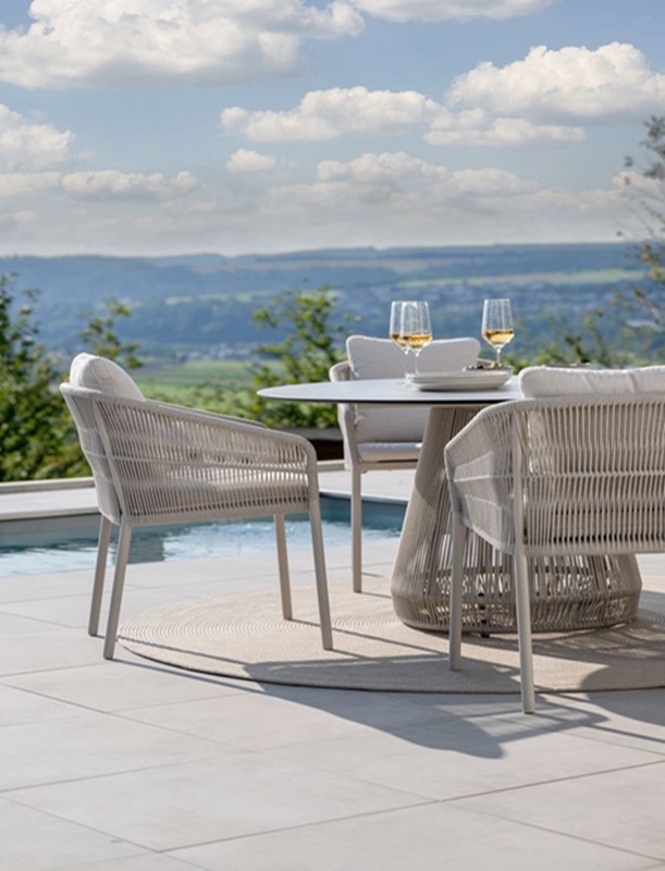 Aluminium Stapelsessel Jella Kordel Greige/Vanilla