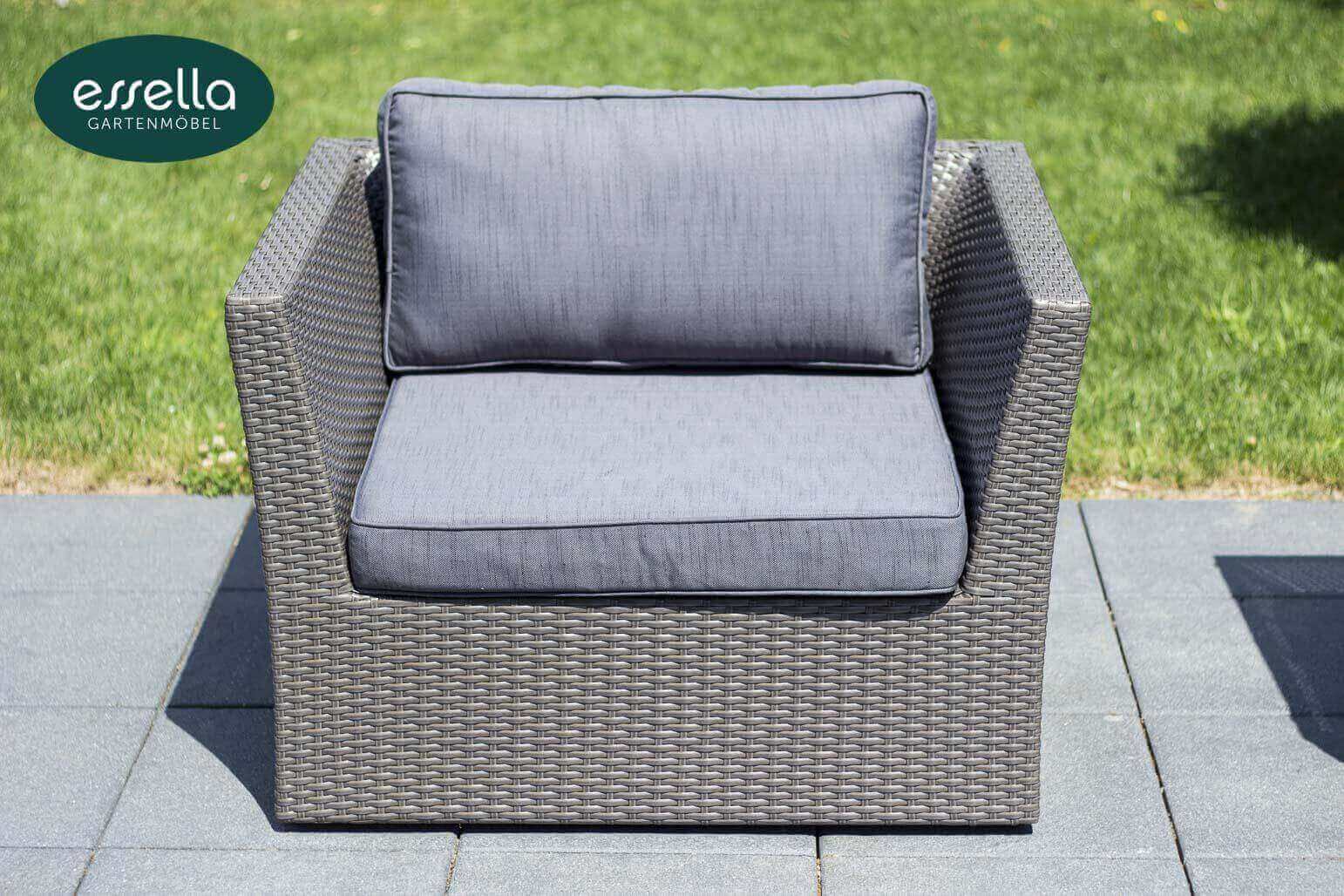 Essella Polyrattan Lounge "Venezia" : grau : flachgeflecht : gartenmode.de
