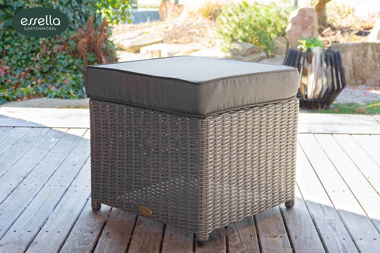 Polyrattan Sitzgruppe Vienna 8-Personen Rundgeflecht Grau gartenmode.de