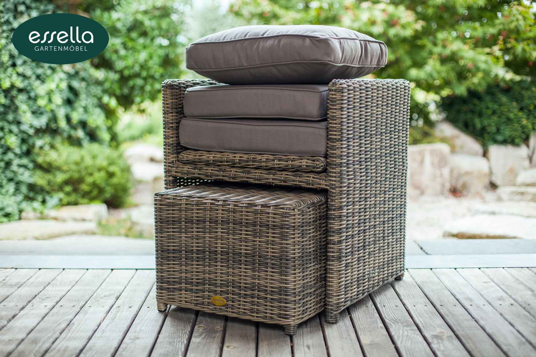 Essella Polyrattan Sitzgruppe "Vienna" : naturoptik :rundgeflecht : gartenmode.de