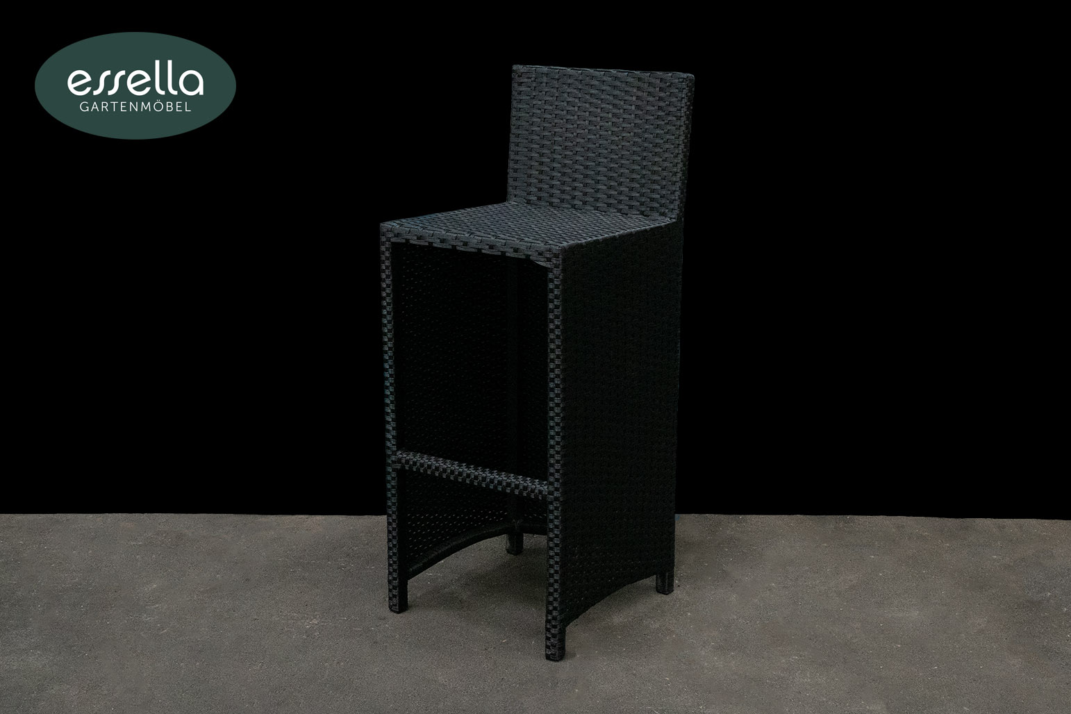 Einzelstück Polyrattan Bar Stuhl Bari Flachgeflecht