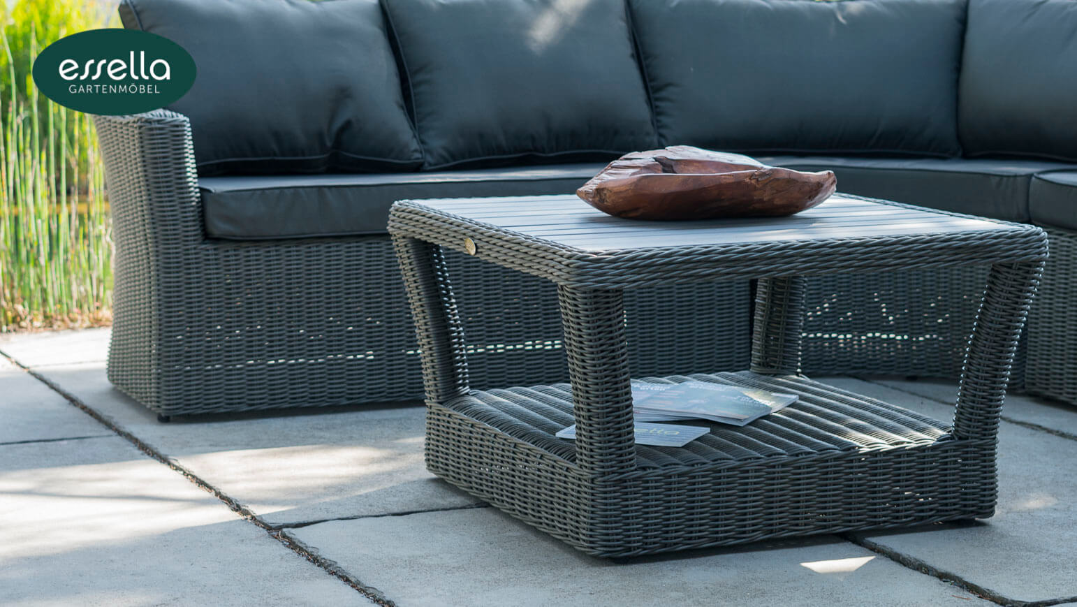 Essella Polyrattan Lounge "Porto" : grau : rundgeflecht : gartenmode.de