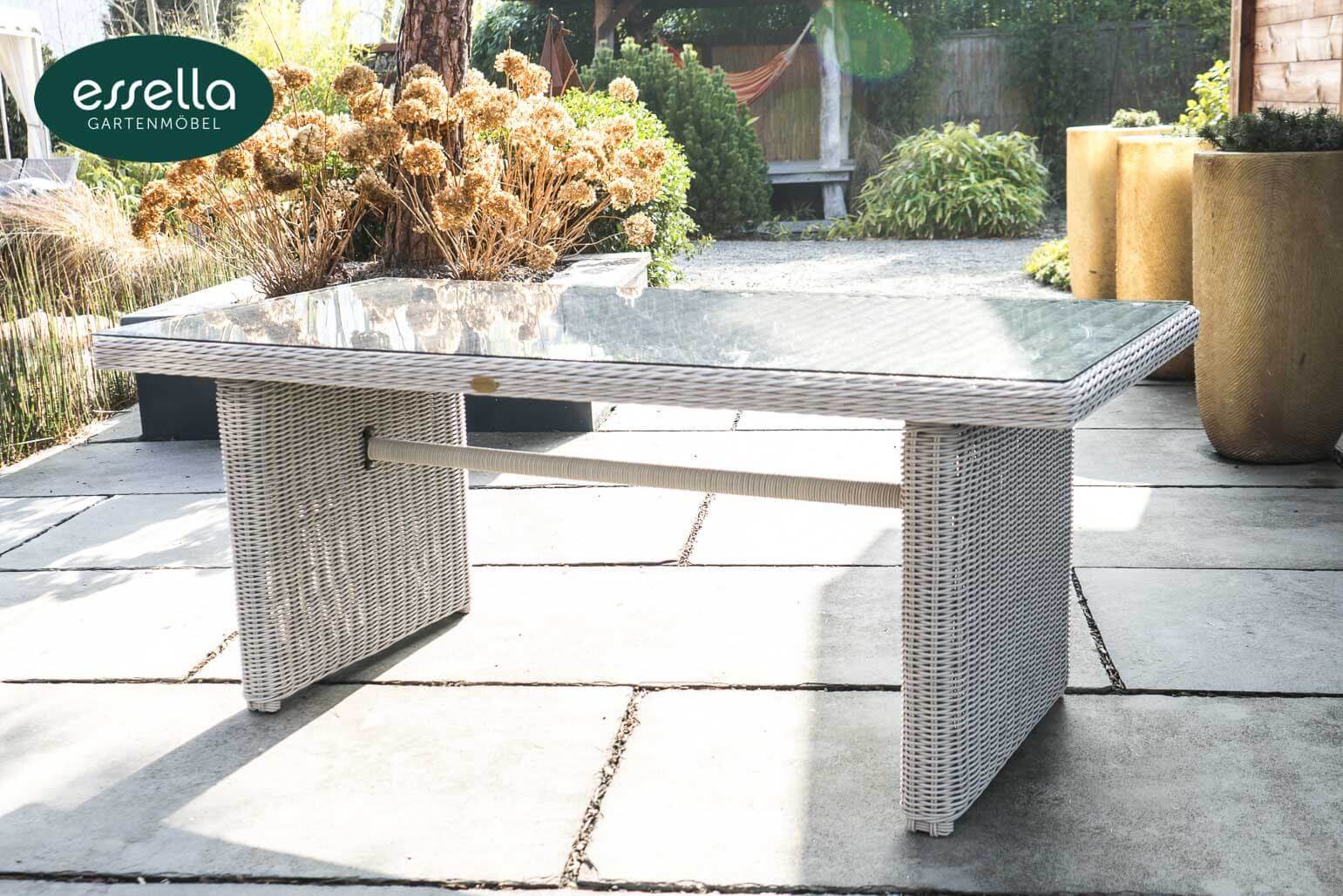 Essella Polyrattan Sitzgruppe „Dubai“ 6-Personen : vintage weiss : rundgeflecht - gartenmode.de
