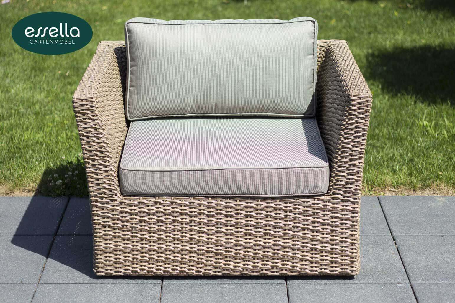 Essella Polyrattan Lounge "Venezia" : hellbraun: rundgeflecht : gartenmode.de