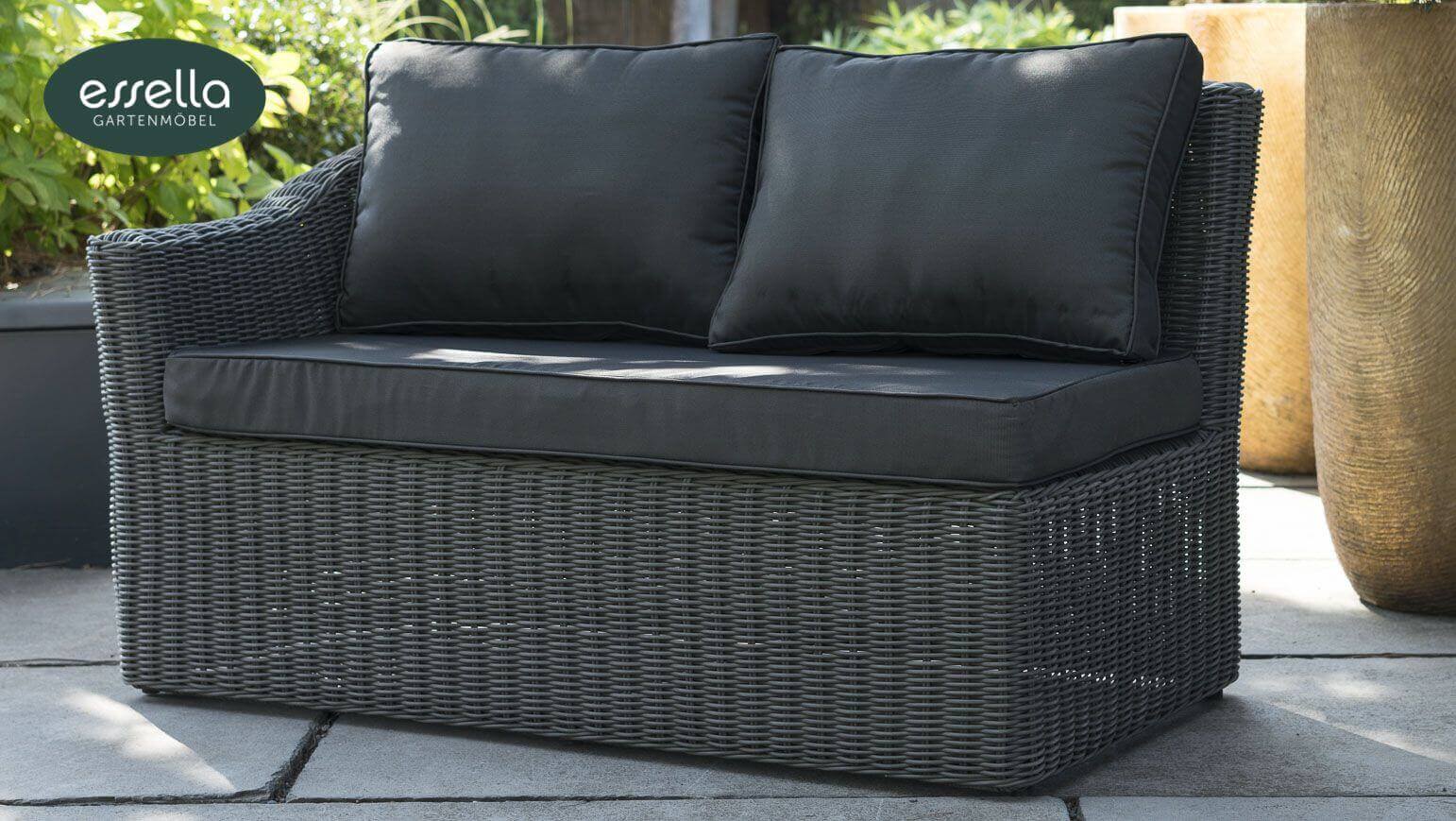 Essella Polyrattan Lounge "Porto" : grau : rundgeflecht : gartenmode.de