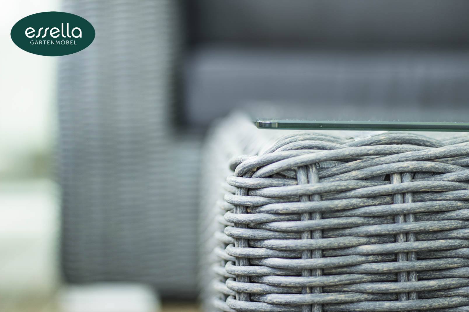 Essella Polyrattan Detail "Alabama" : grau-meliert : rundgeflecht : gartenmode.de