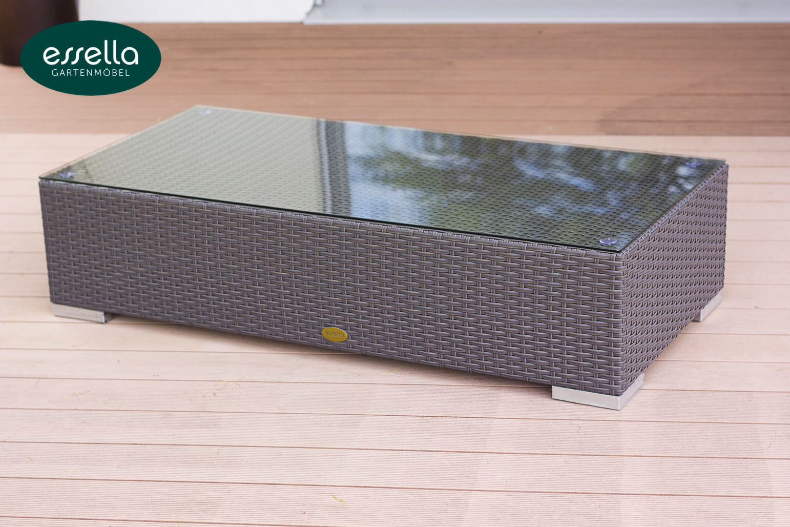 Essella Polyrattan Lounge "Monaco" : grau : flachgeflecht : gartenmode.de