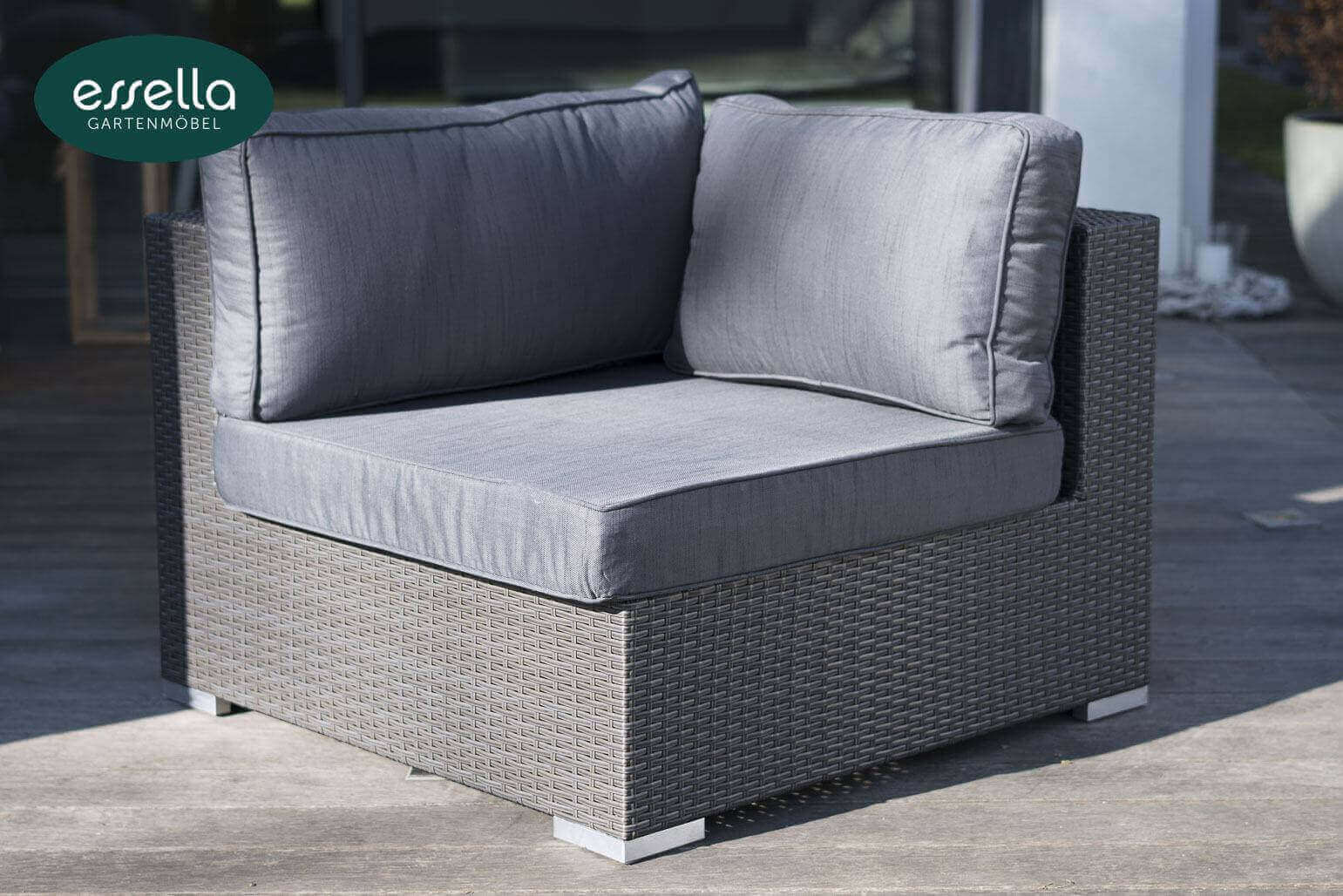 Essella Polyrattan Lounge "Palm Beach" : grau : flachgeflecht : gartenmode.de