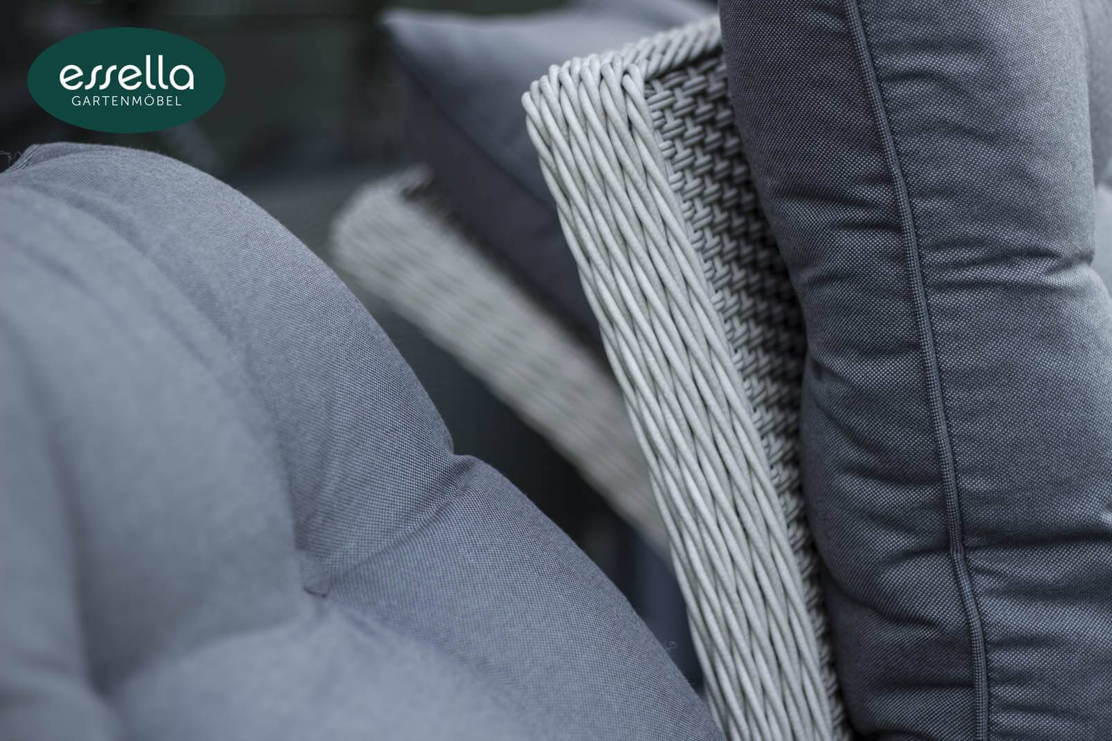 Essella Polyrattan Detail "Amsterdam" : vintage-weiß : halbrundgeflecht : gartenmode.de