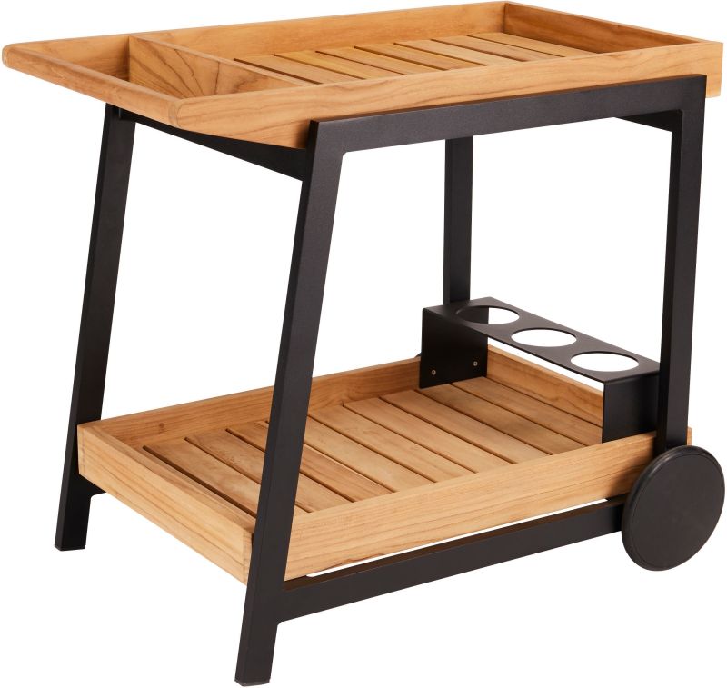Servierwagen Frido Aluminium Schwarz/Teak