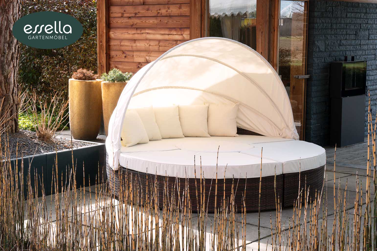 Polyrattan Sonneninsel Honolulu Flachgeflecht Bicolor Braun 