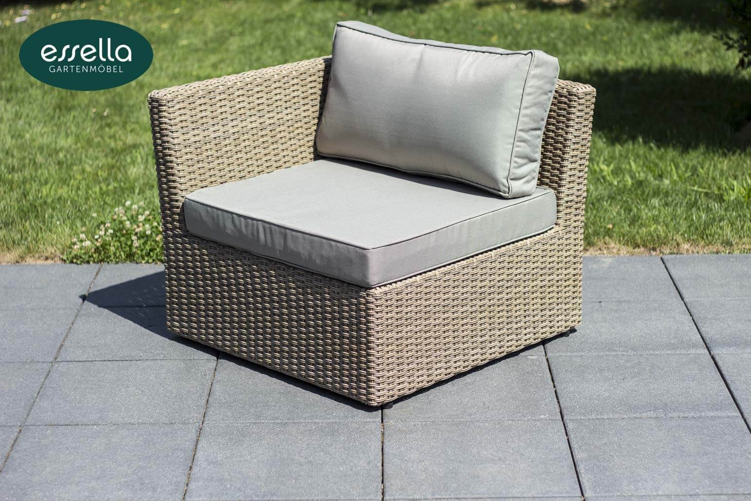 Essella Polyrattan Lounge "Venezia" : hellbraun: rundgeflecht : gartenmode.de