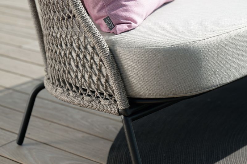 Aluminium 3-Sitzer Sofa Odea Schwarz/Cream