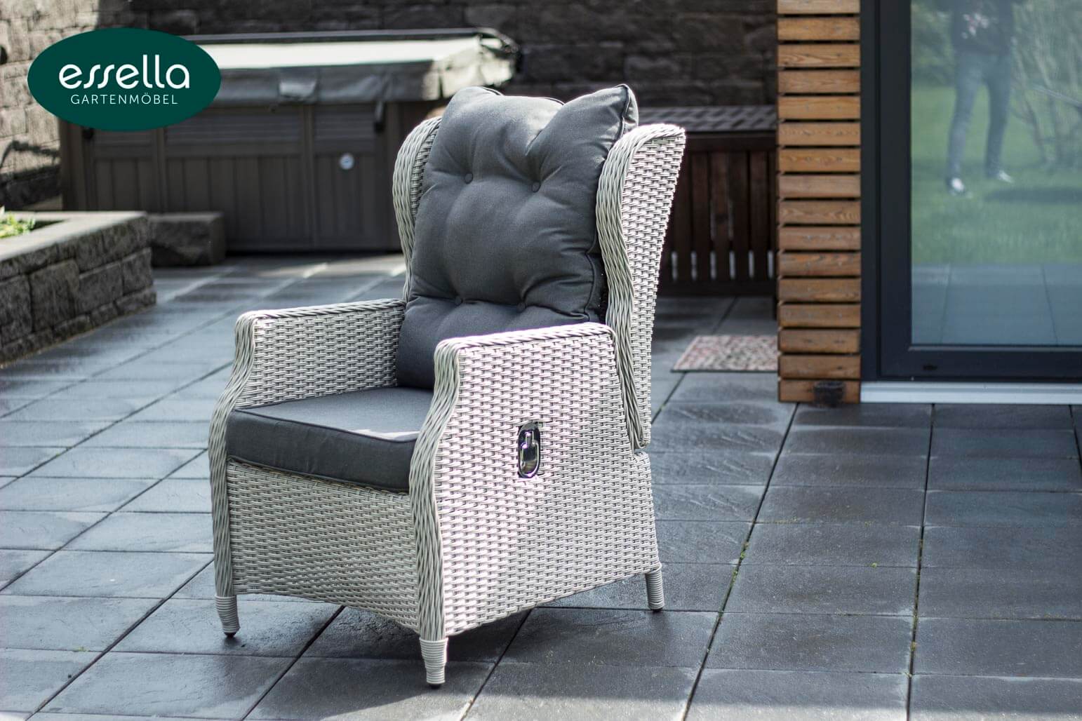 Essella Polyrattan Detail "Amsterdam" : vintage-weiß : halbrundgeflecht : gartenmode.de