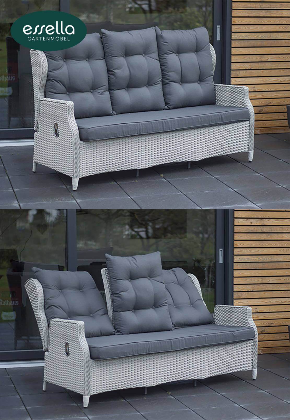 Essella Polyrattan Sitzgruppe "Amsterdam" : vintage-weiß : halbrundgeflecht : gartenmode.de