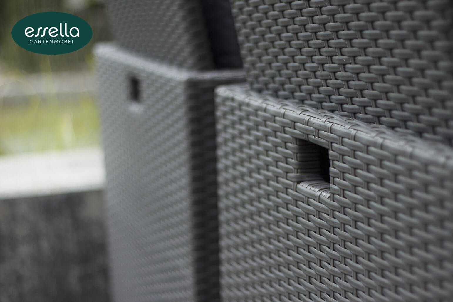 Essella Polyrattan Sitzgruppe "Vienna" : grau : flachgeflecht : polywood : gartenmode.de