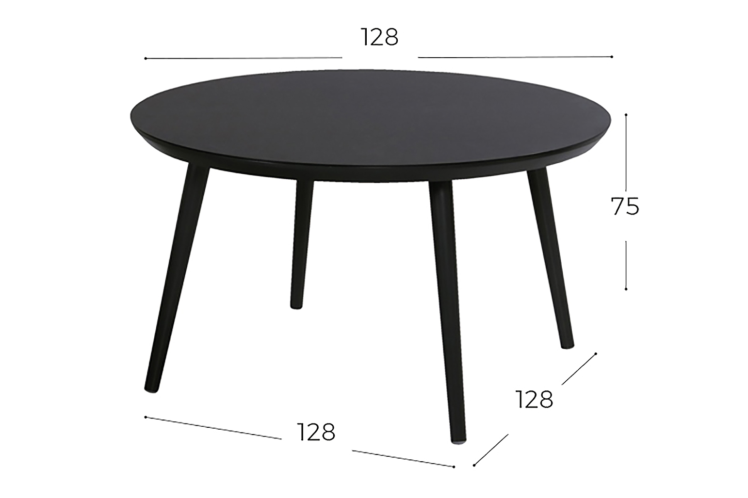 Aluminium Tisch Sophie Studio rund mit HPL Platte