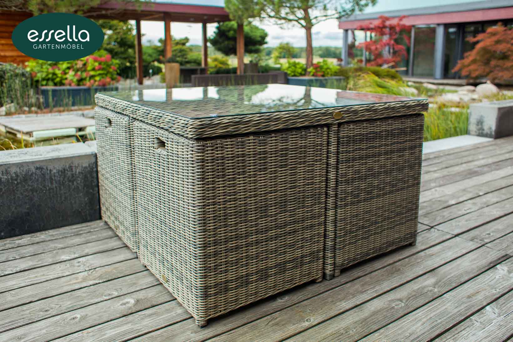 Essella Polyrattan Sitzgruppe "Vienna" : naturoptik :rundgeflecht : gartenmode.de