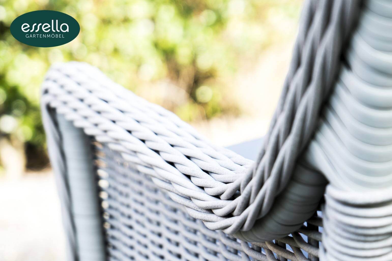 Essella Polyrattan Sitzgruppe „Dubai“ 6-Personen : vintage weiss : rundgeflecht - gartenmode.de