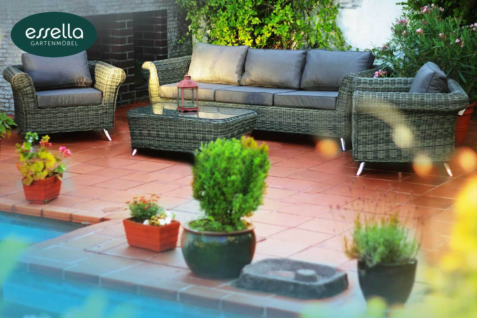 Essella Polyrattan Lounge "Orlando" : naturoptik : rundgeflecht : gartenmode.de