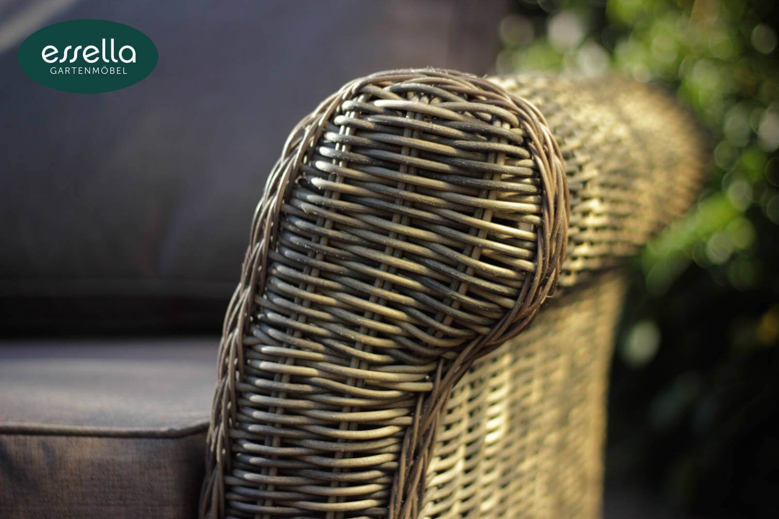 Essella Polyrattan Detail "Orlando" : naturoptik : rundgeflecht : gartenmode.de