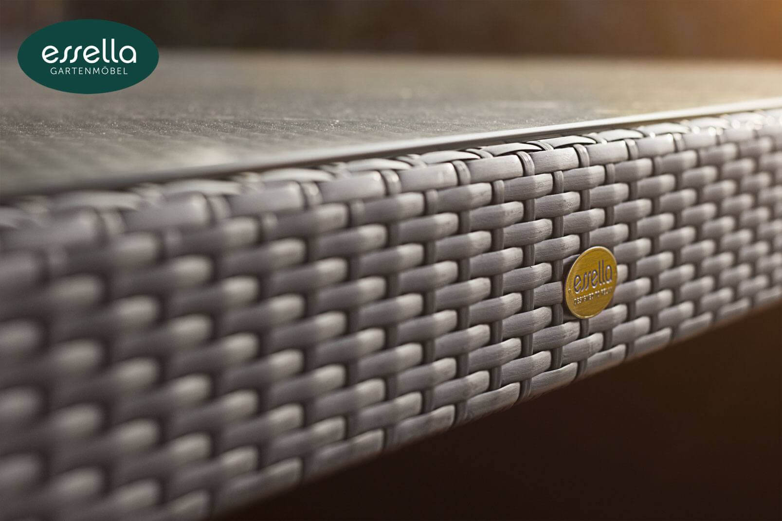 Essella Polyrattan Detail "Bari" : grau : flachgeflecht : gartenmode.de