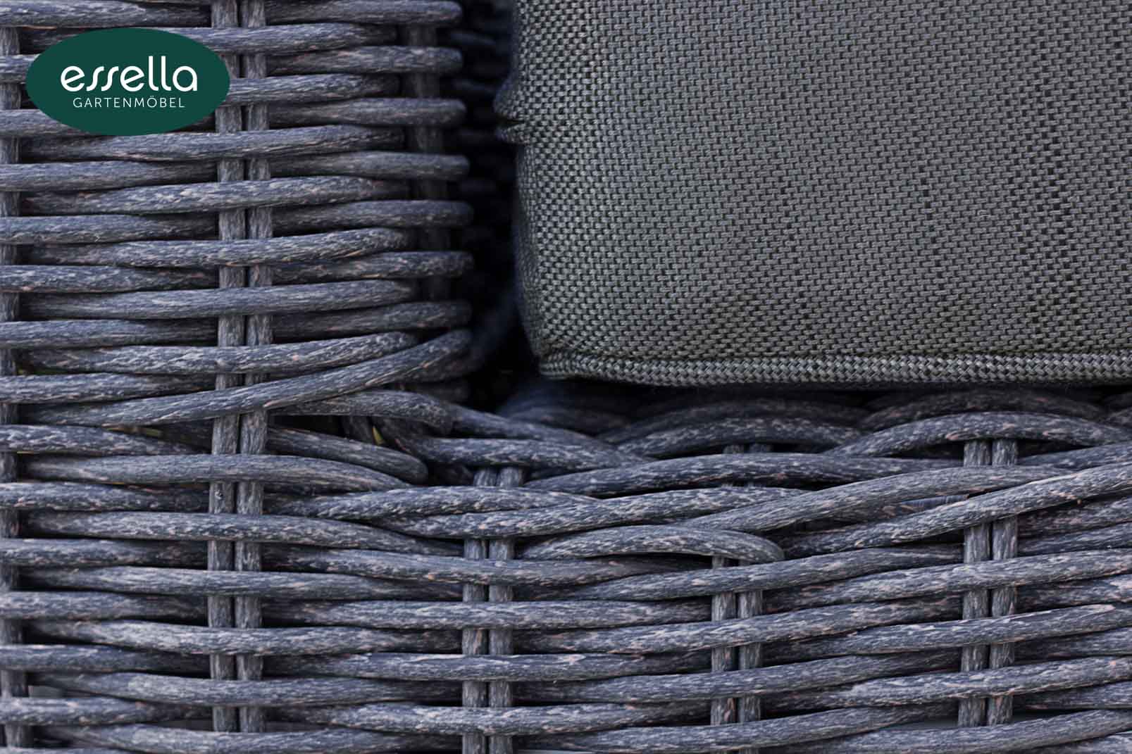 Essella Polyrattan Detail "Stockholm" : grau-meliert : rundgeflecht : gartenmode.de