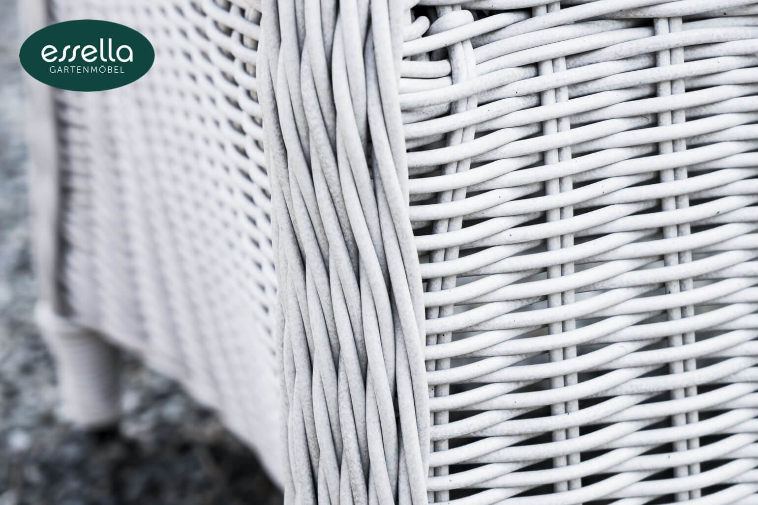 Essella Polyrattan Sitzgruppe „Dubai“ 6-Personen : vintage weiss : rundgeflecht - gartenmode.de