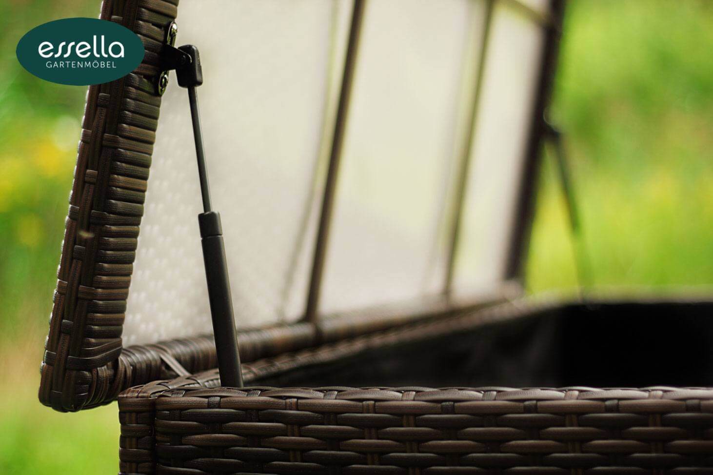 Essella Polyrattan Kissenbox L : bicolor-barun : flachgeflecht : gartenmode.de