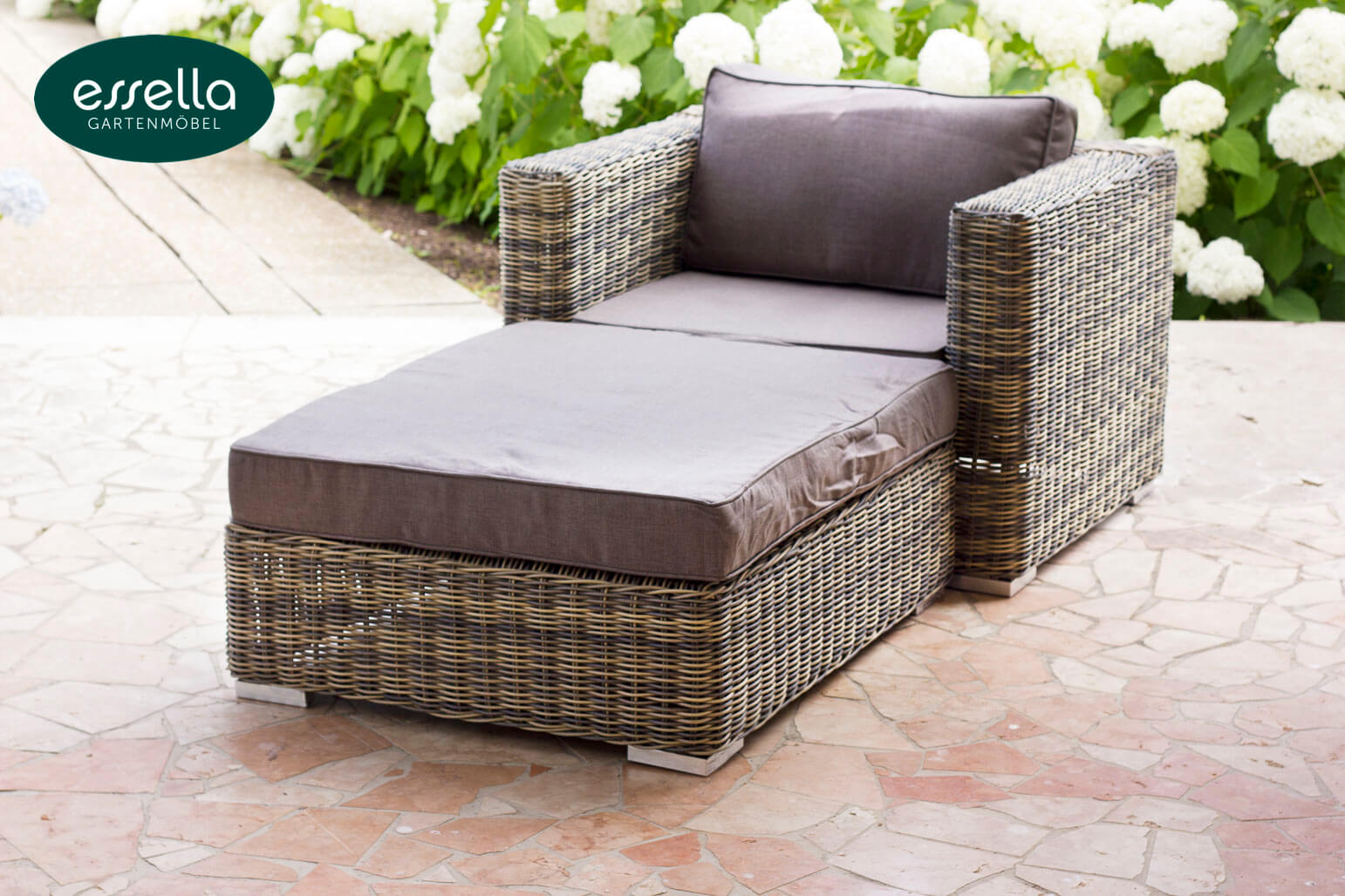 Essella Polyrattan Sitzgruppe "Cannes" : naturoptik : rundgeflecht : gartenmode.de