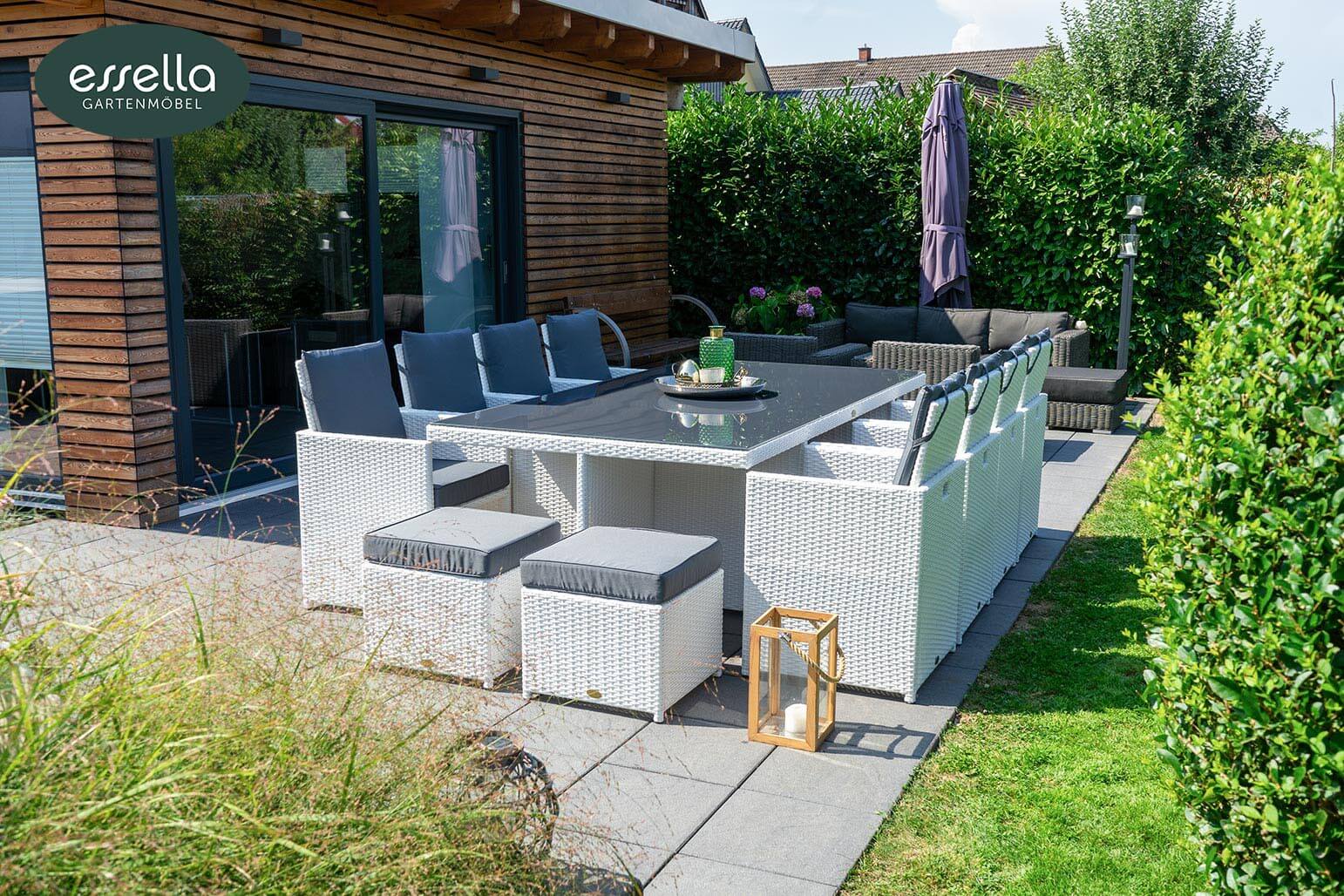 Essella Polyrattan Sitzgruppe "Vienna" : weiß : flachgeflecht : gartenmode.de