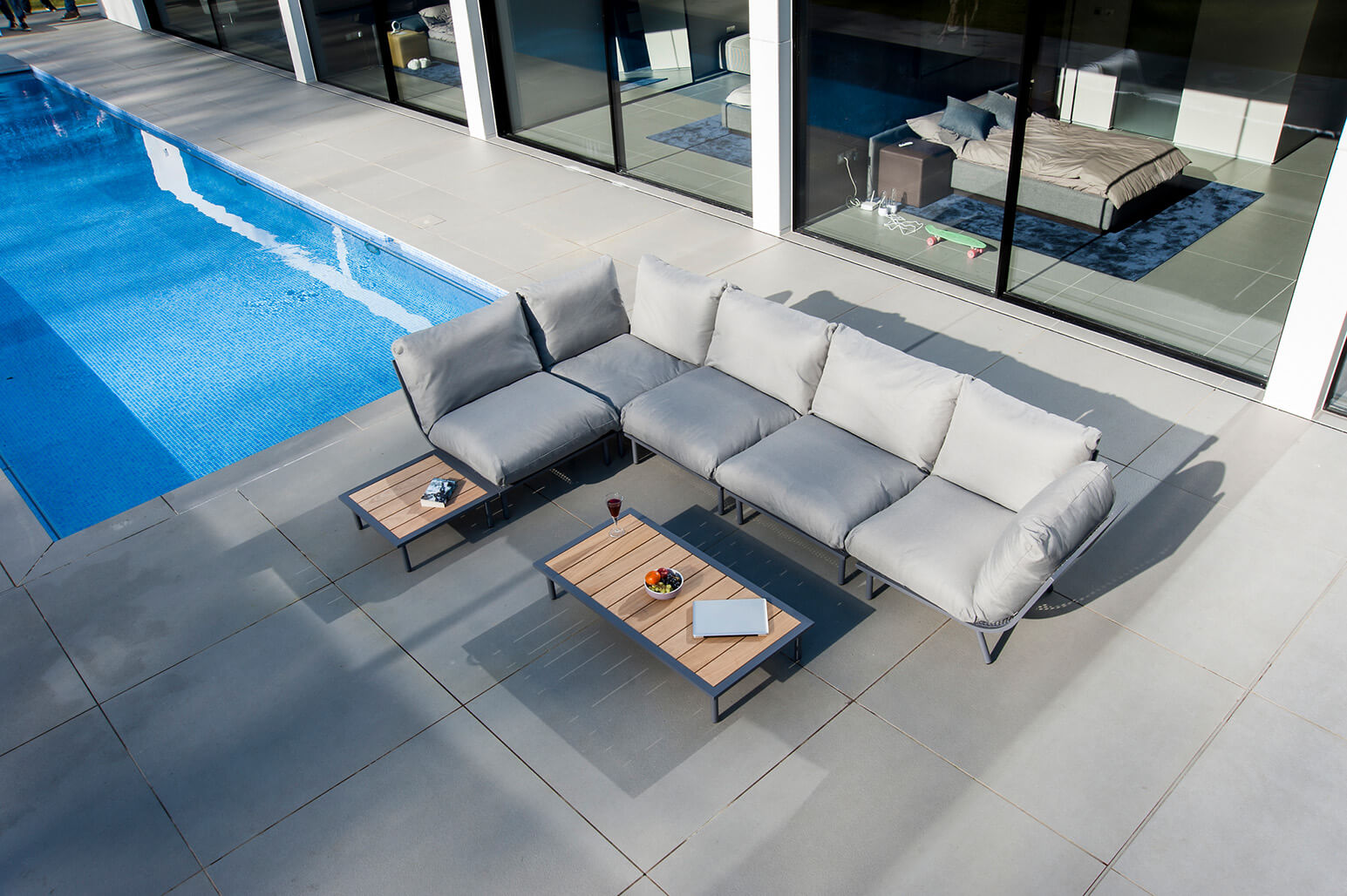 Aluminium Loungegruppe Beach Lounge Grau
