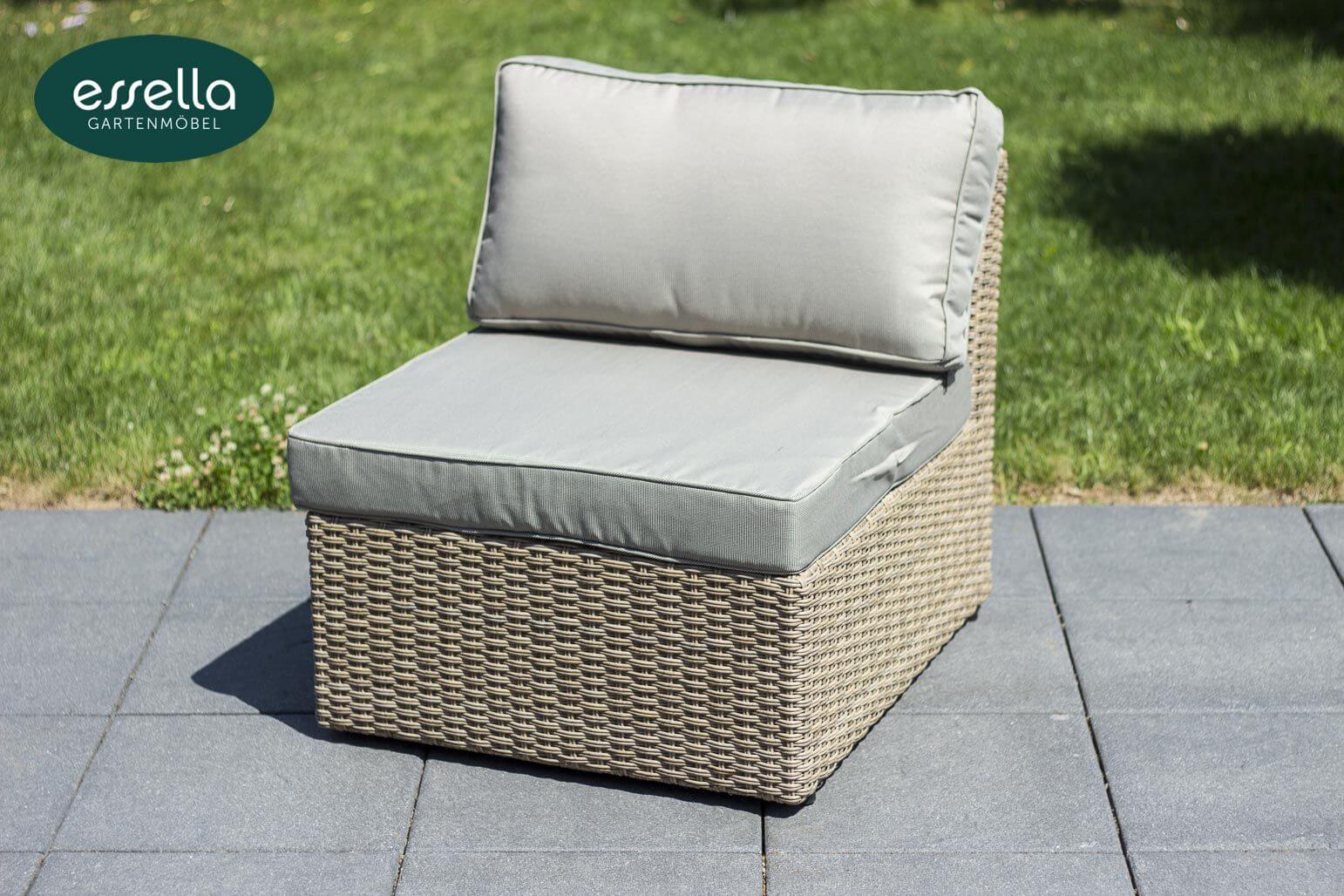 Essella Polyrattan Lounge "Venezia" : hellbraun: rundgeflecht : gartenmode.de