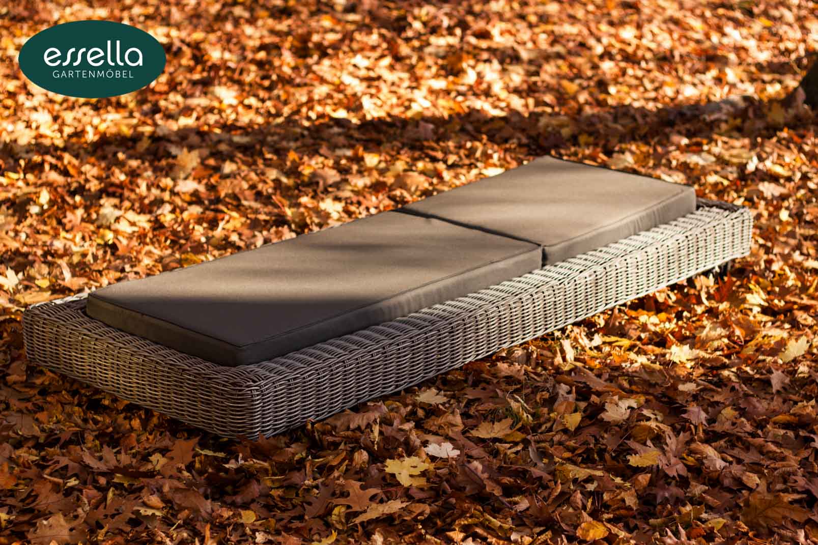 Essella Polyrattan Sonnenliege "Long Island" : grau : rundgeflecht : gartenmode.de