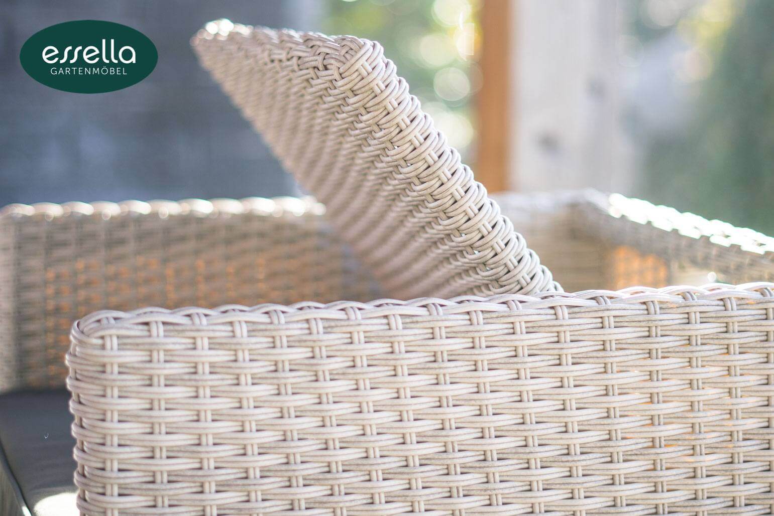 Essella Polyrattan Sitzgruppe "Vienna 6 er" : vintage weiss : rundgeflecht - optik : polywood - Tischplatte : gartenmode.de