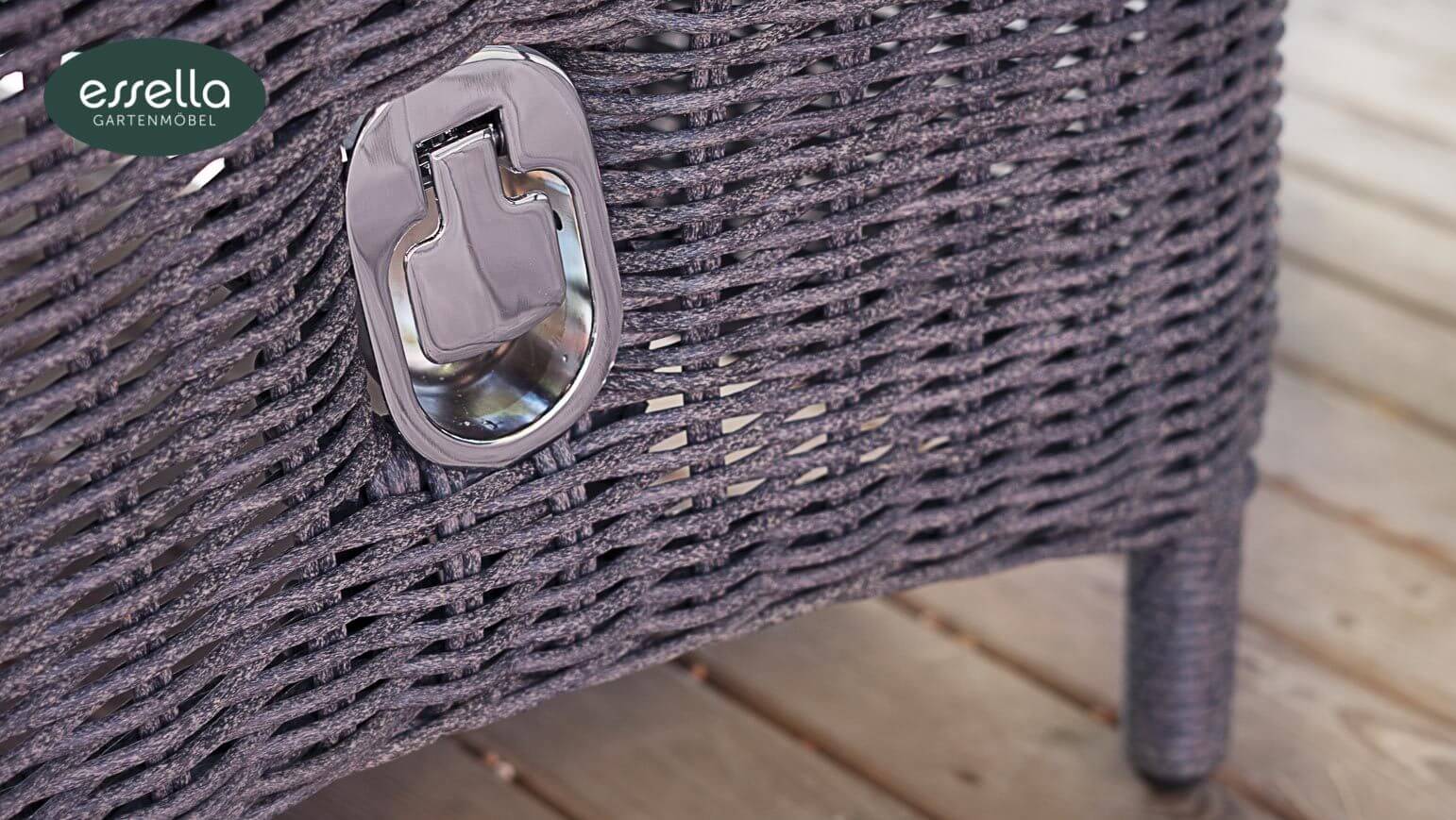 Essella Polyrattan Stuhl Rom grau meliert verstellbar