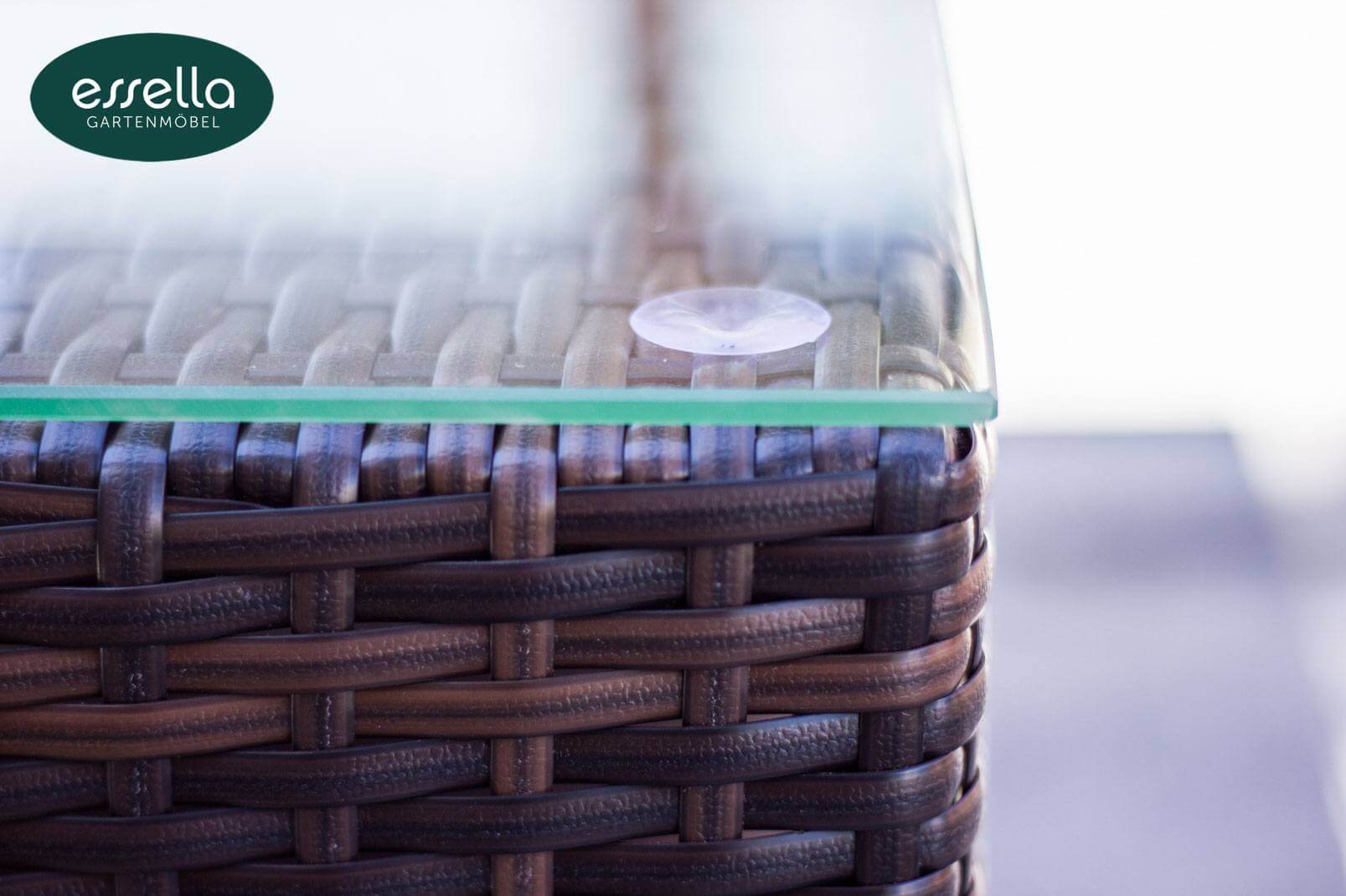 Essella Polyrattan Tisch "Key West" : bicolor-braun : flachgeflecht : gartenmode.de