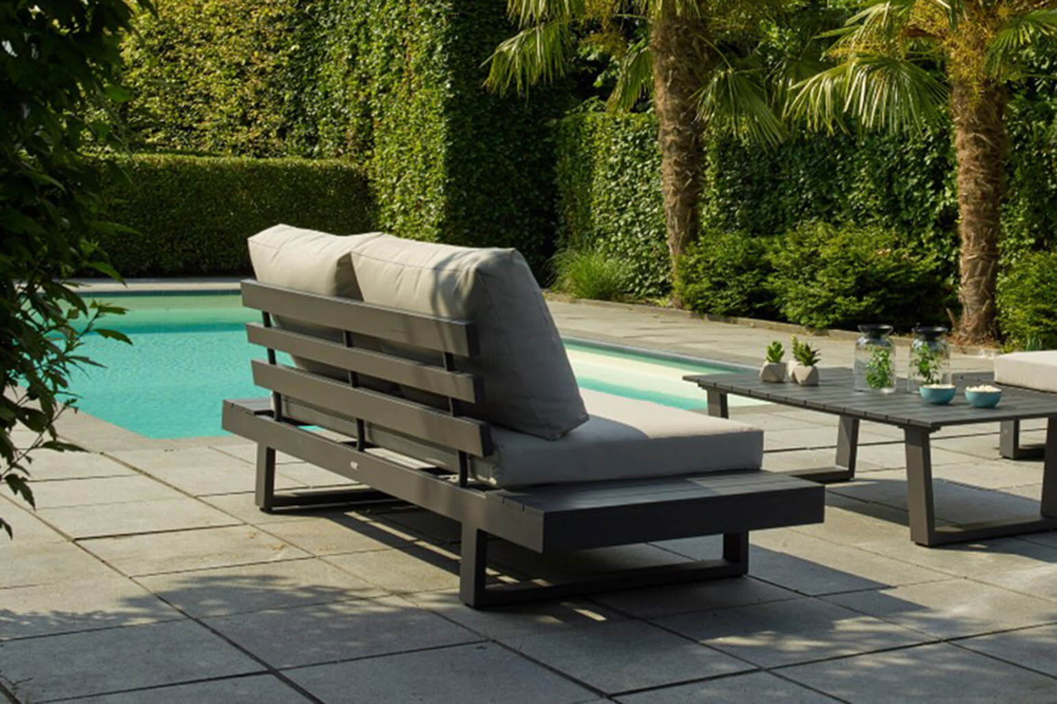 Aluminium Loungesofa Ibiza Lava Soltex Mistgrey Bezüge