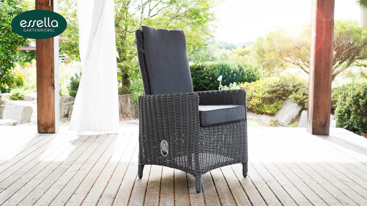 Essella Polyrattan Stuhl Rom grau meliert rundgeflecht