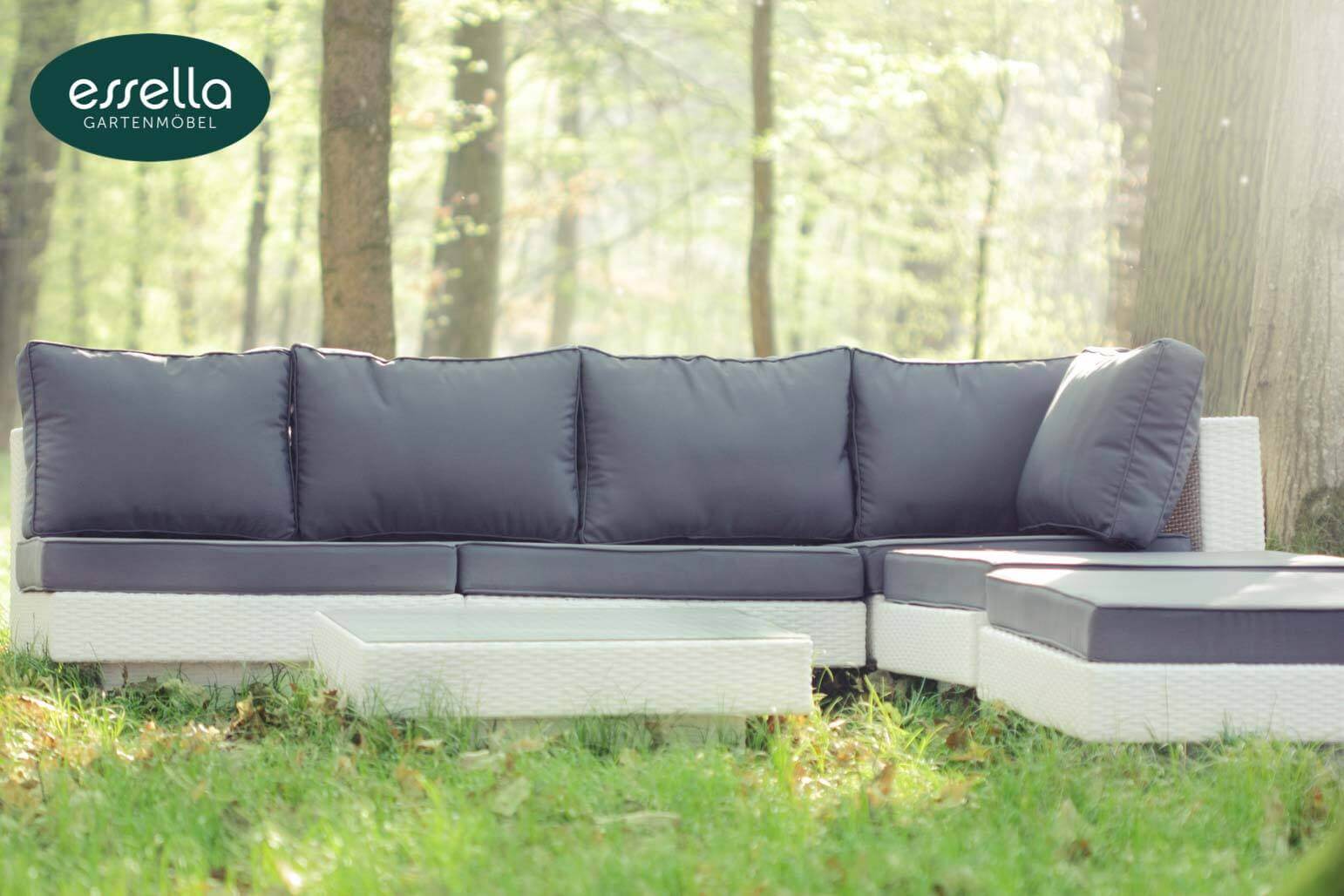 Essella Polyrattan Lounge "Melbourne" : weiss : flachgeflecht : gartenmode.de