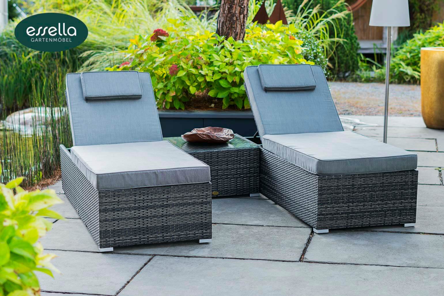 Polyrattan Sonnenliege Capri Flachgeflecht